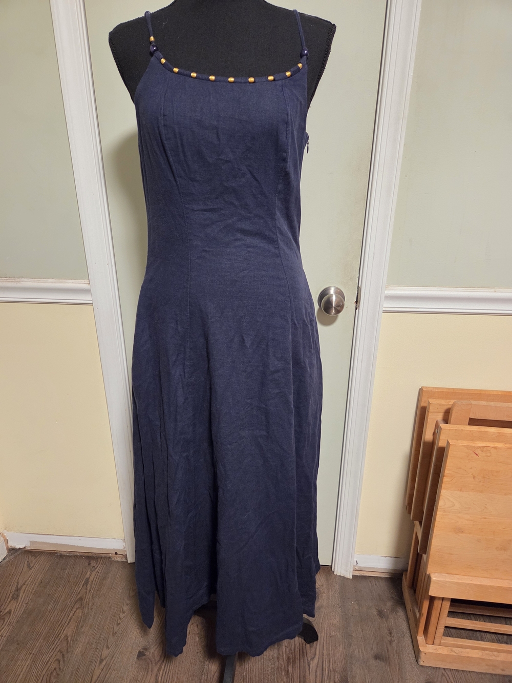 Calypso St. Barth Navy Beaded-Trim Maxi Dress